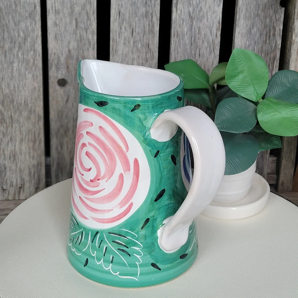 Pier 1 Pitcher Handpainted Glazed Watercolor Florals